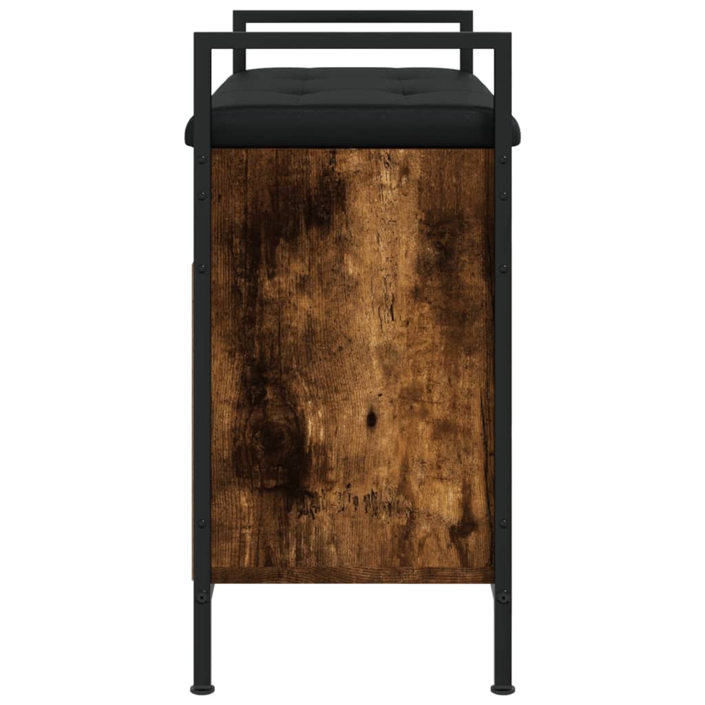 Compact Smoked Oak Shoe Bench - Engineered Wood 65.5x32x57.5 cm