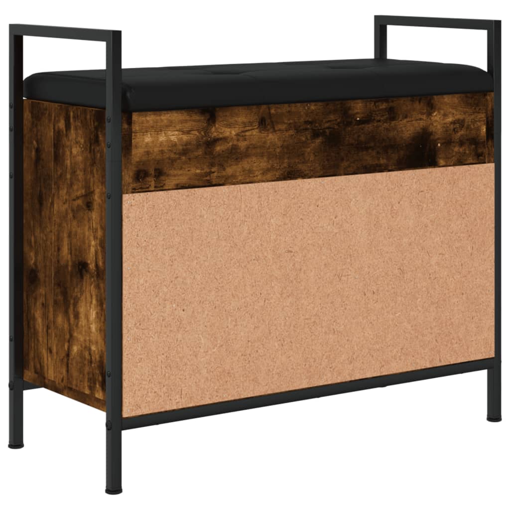 Compact Smoked Oak Shoe Bench - Engineered Wood 65.5x32x57.5 cm