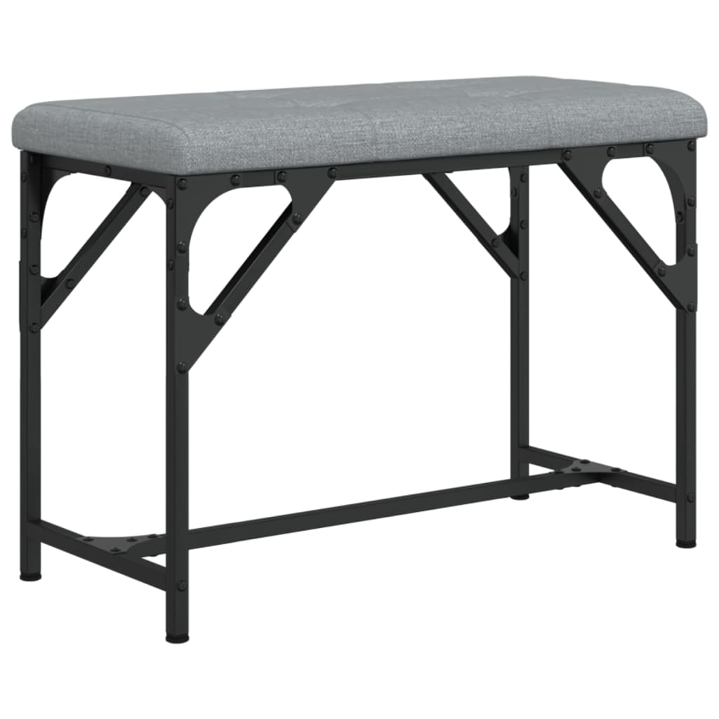 Light Grey Dining Bench - 62x32x45 cm, Steel & Fabric