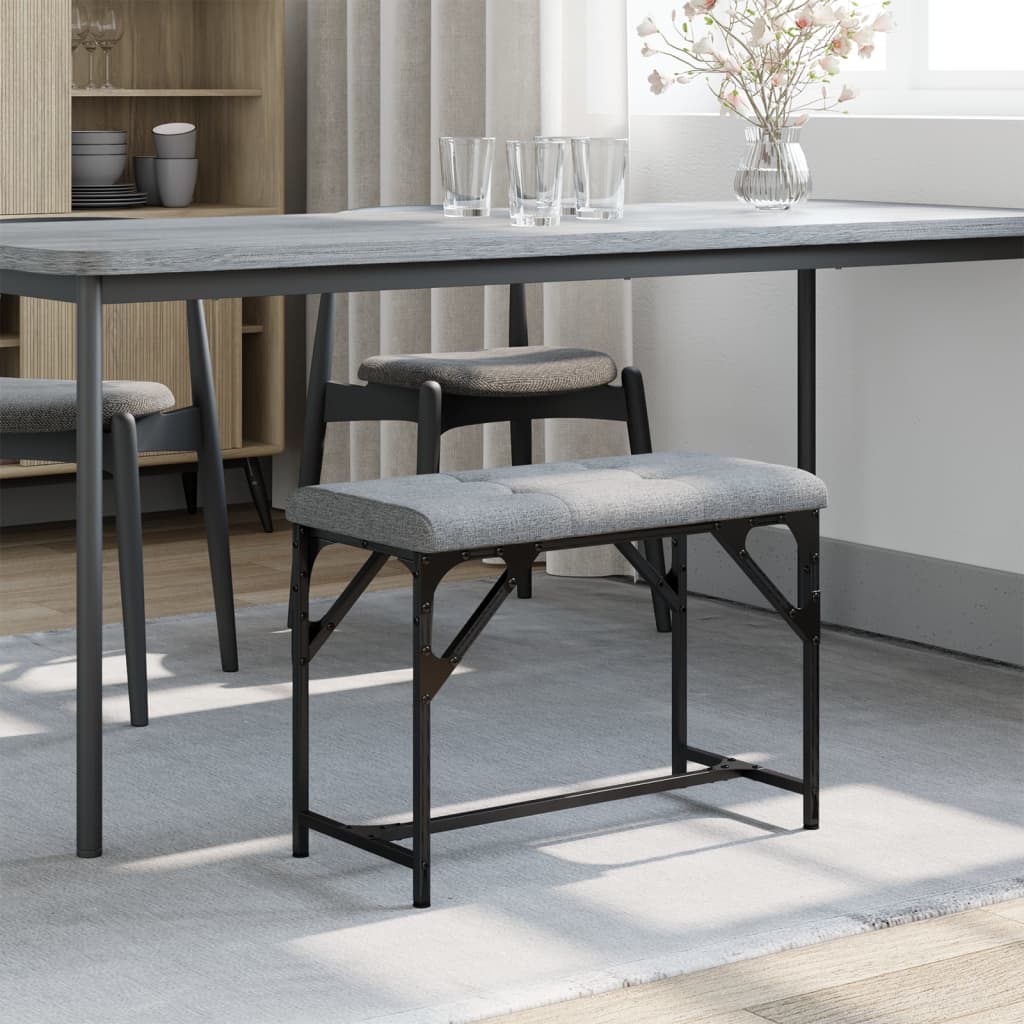 Light Grey Dining Bench - 62x32x45 cm, Steel & Fabric