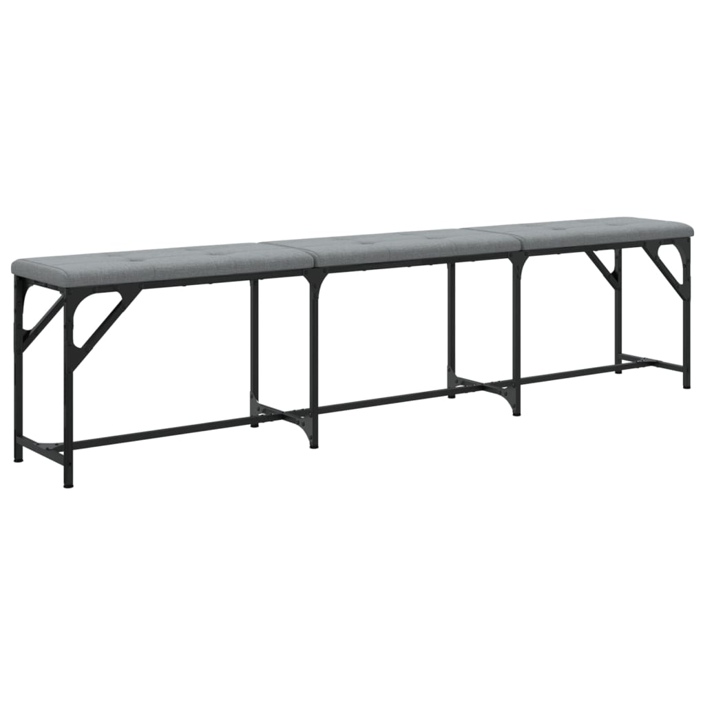 Light Grey Fabric Dining Bench - 186x32x45 cm Steel Frame