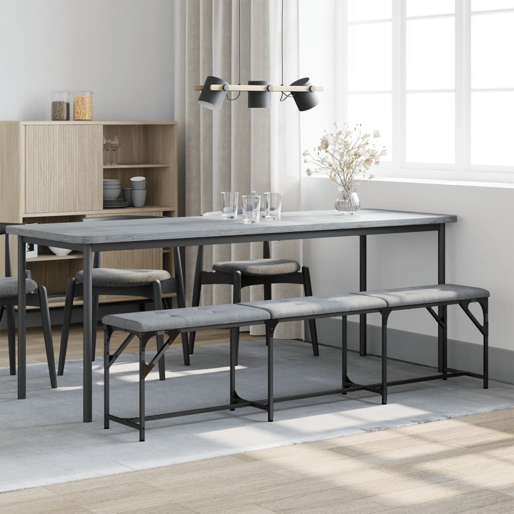 Light Grey Fabric Dining Bench - 186x32x45 cm Steel Frame