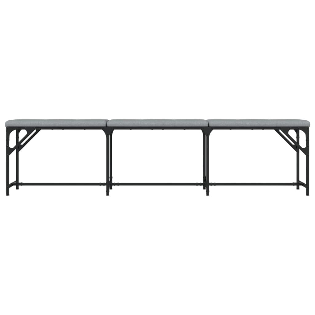 Light Grey Fabric Dining Bench - 186x32x45 cm Steel Frame