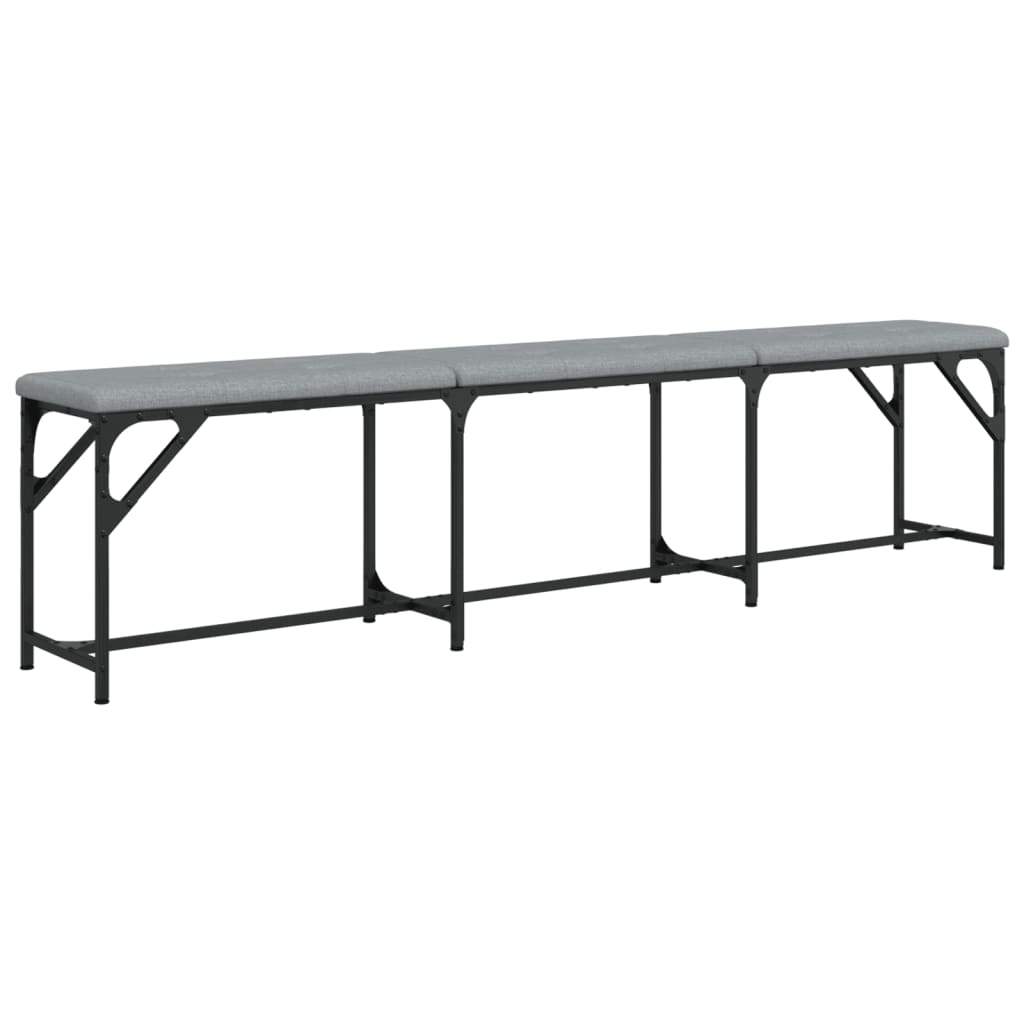 Light Grey Fabric Dining Bench - 186x32x45 cm Steel Frame