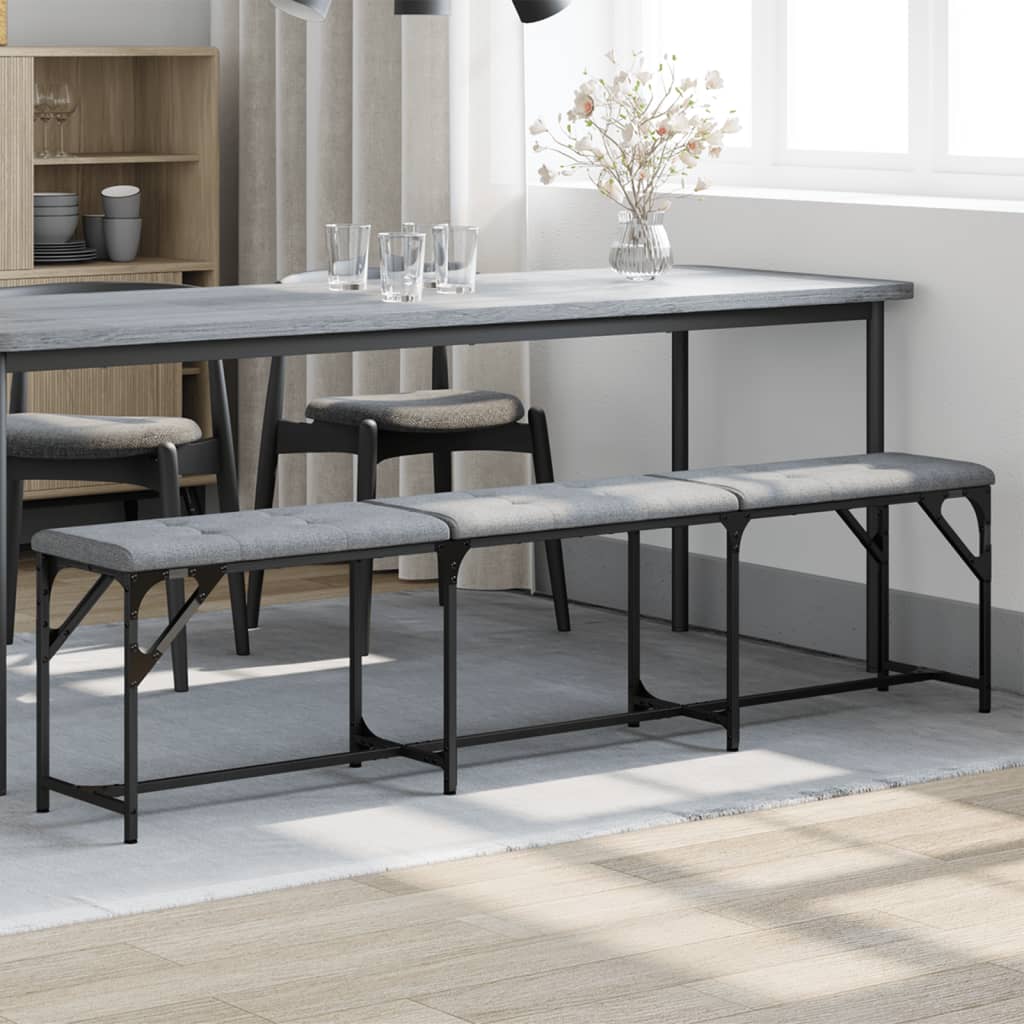 Light Grey Fabric Dining Bench - 186x32x45 cm Steel Frame