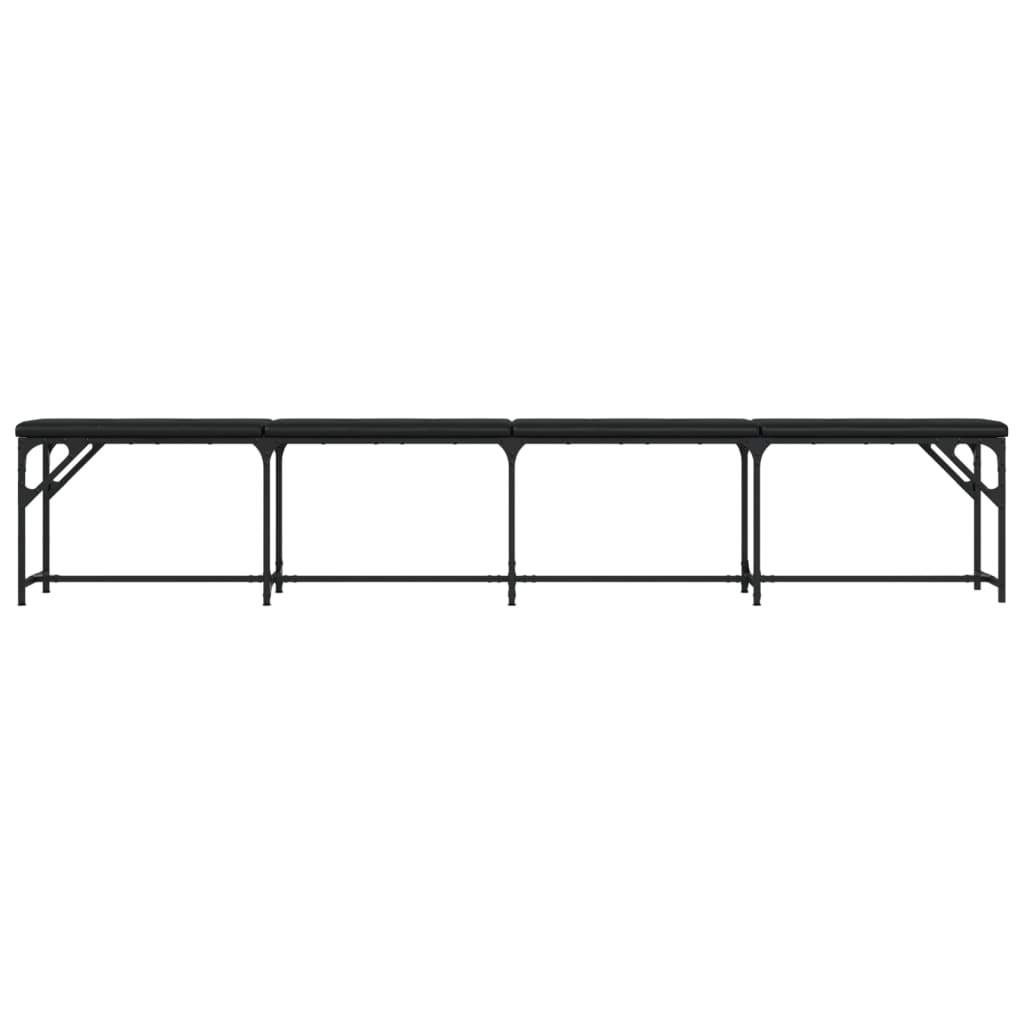 Black Faux Leather Dining Bench - 248x32x45 cm, Steel Frame