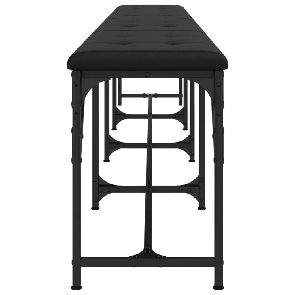 Black Faux Leather Dining Bench - 248x32x45 cm, Steel Frame