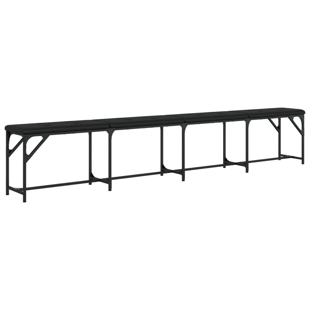 Black Faux Leather Dining Bench - 248x32x45 cm, Steel Frame