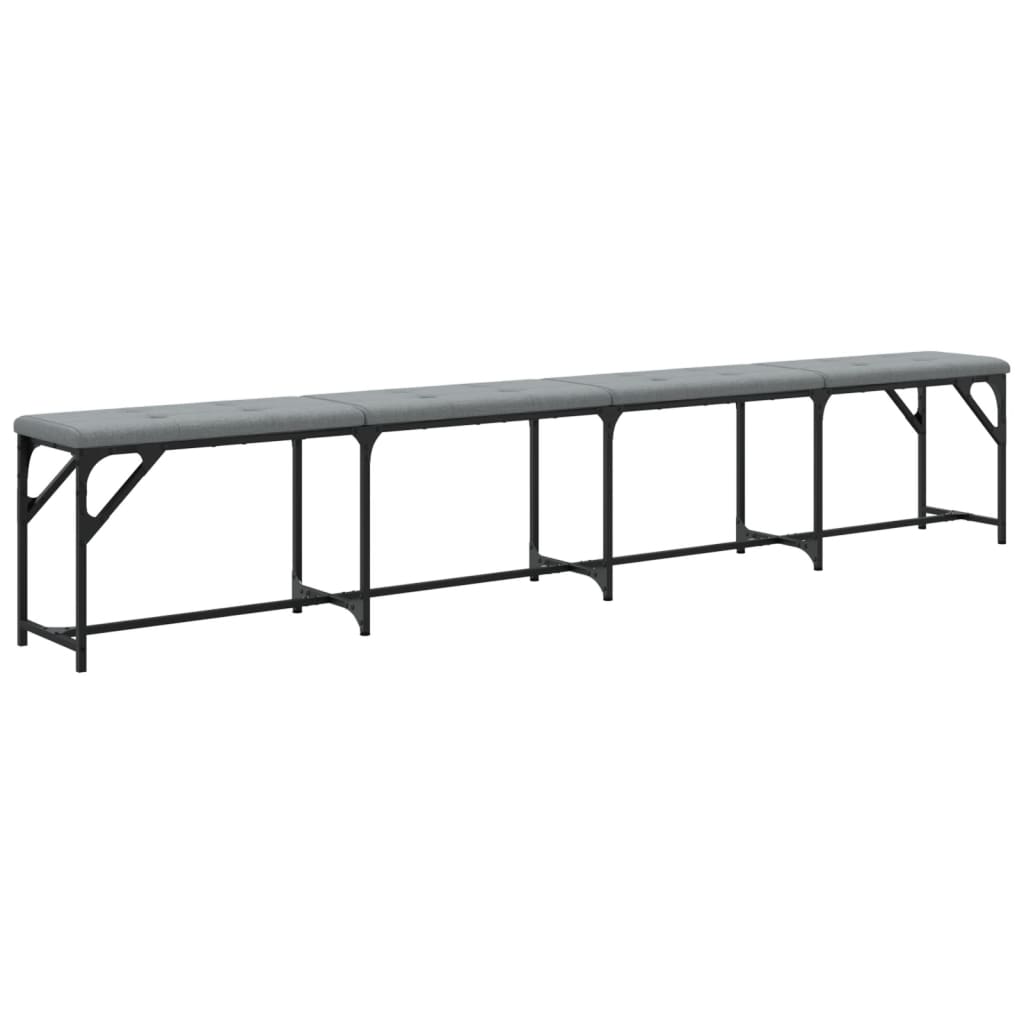 Light Grey Dining Bench - 248x32x45 cm, Steel & Fabric