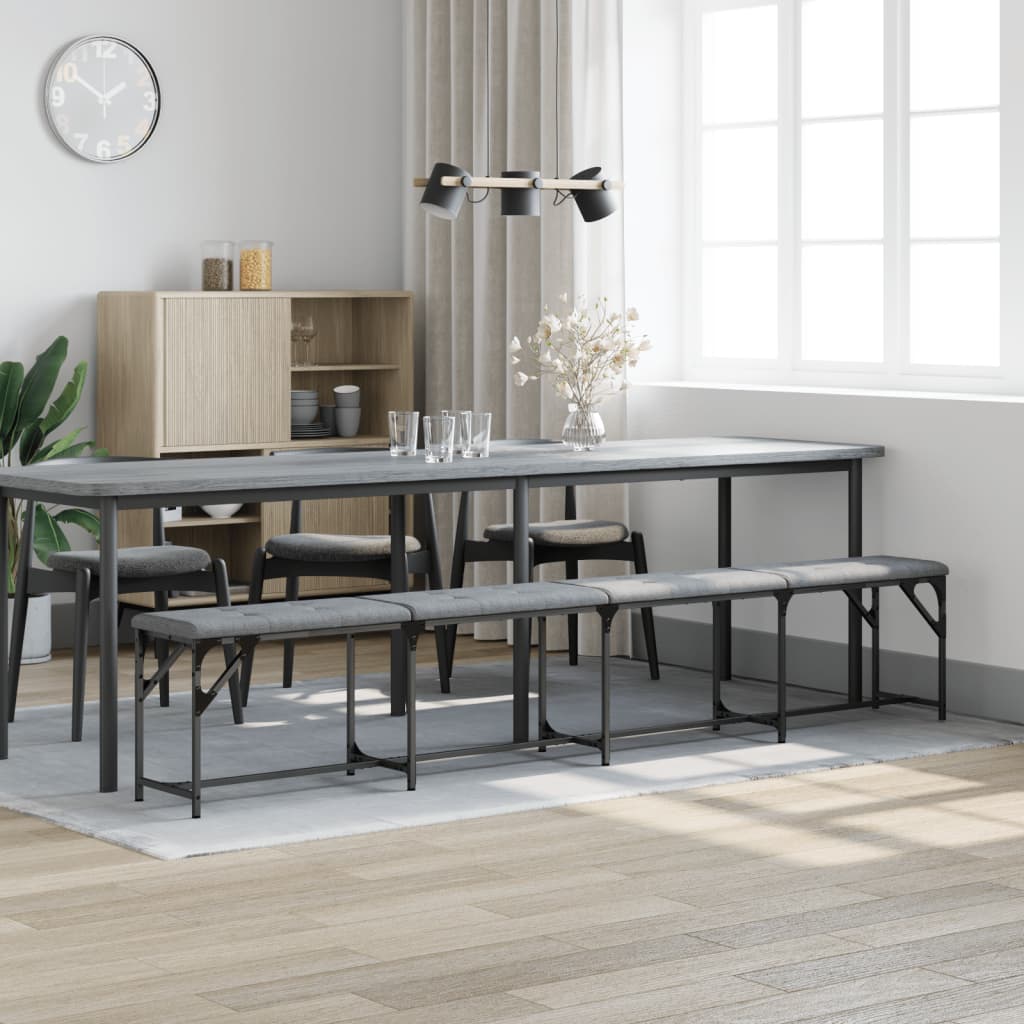 Light Grey Dining Bench - 248x32x45 cm, Steel & Fabric
