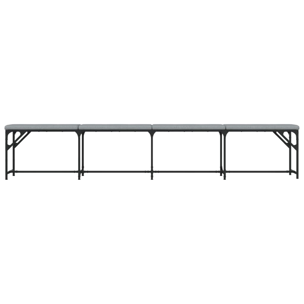 Light Grey Dining Bench - 248x32x45 cm, Steel & Fabric
