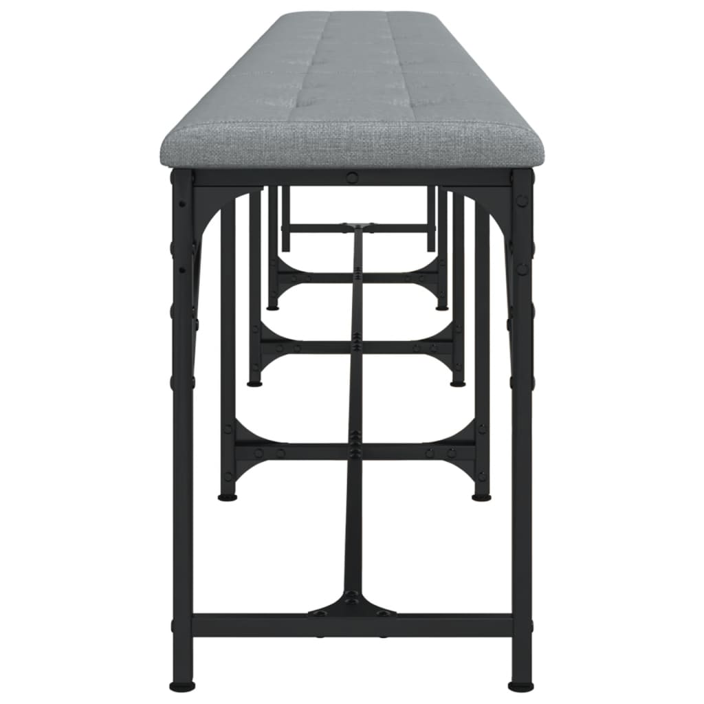 Light Grey Dining Bench - 248x32x45 cm, Steel & Fabric