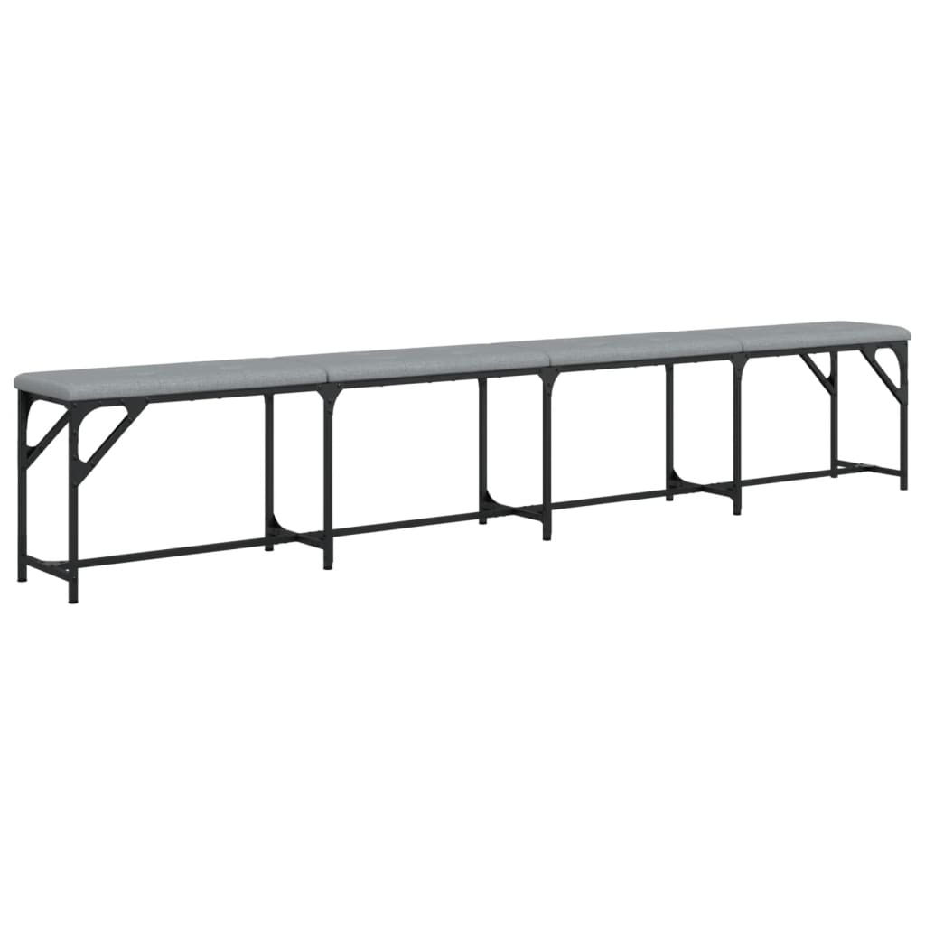 Light Grey Dining Bench - 248x32x45 cm, Steel & Fabric