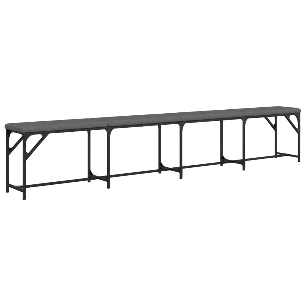 Dark Grey Fabric Dining Bench - Steel Frame, 248x32x45 cm