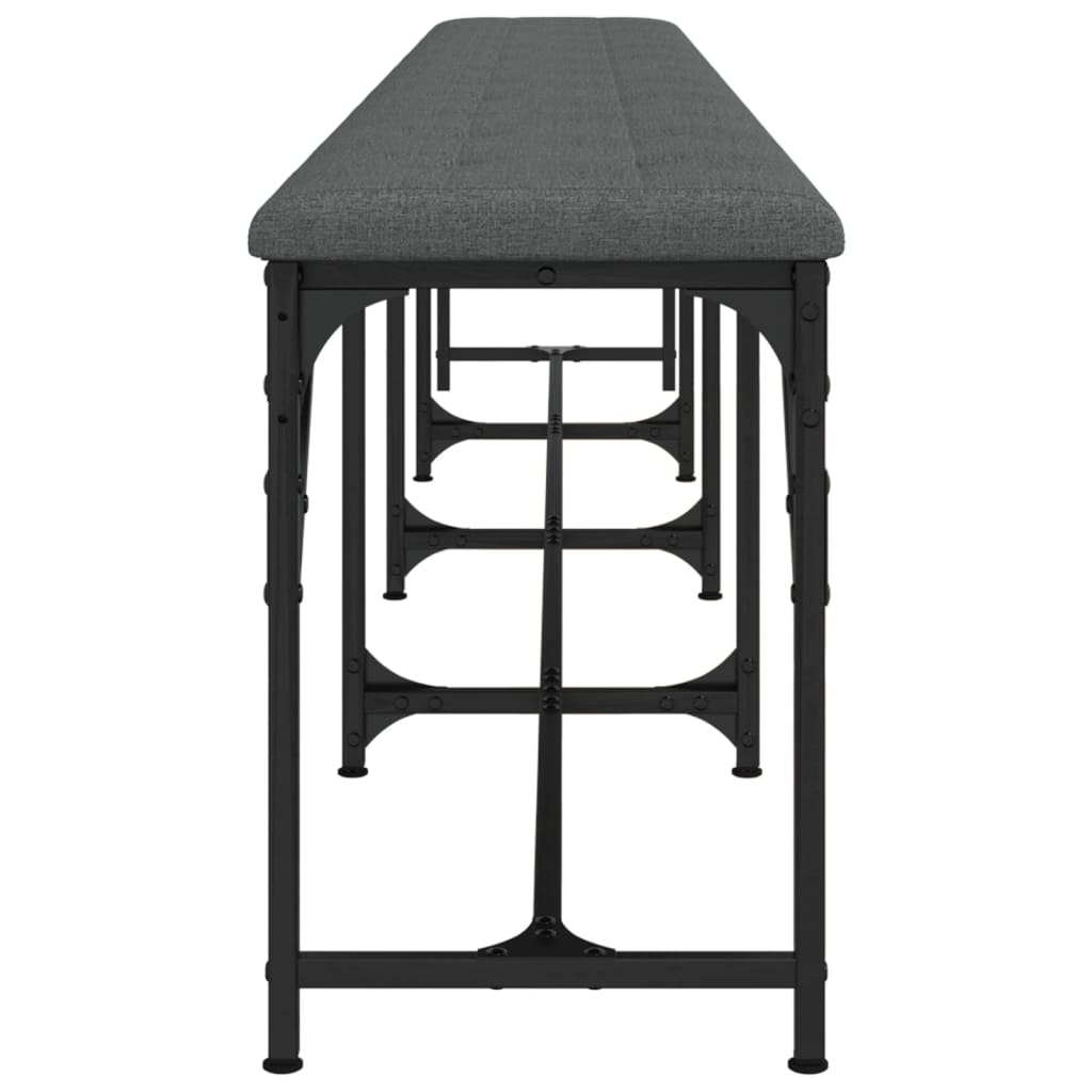 Dark Grey Fabric Dining Bench - Steel Frame, 248x32x45 cm