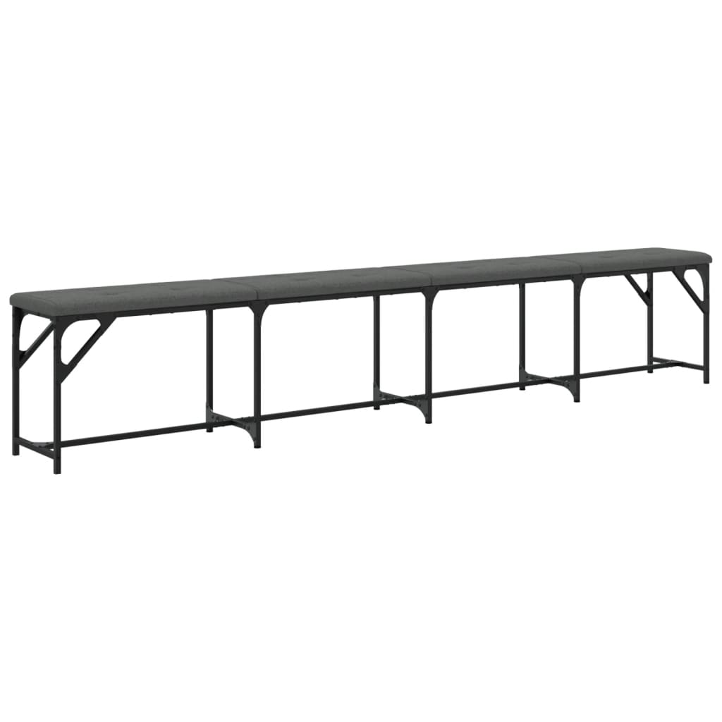 Dark Grey Fabric Dining Bench - Steel Frame, 248x32x45 cm