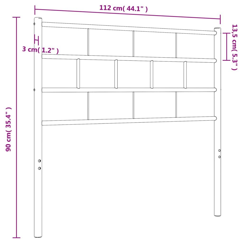 Elegant Black Metal Headboard - 107 cm for Chic Bedroom Decor