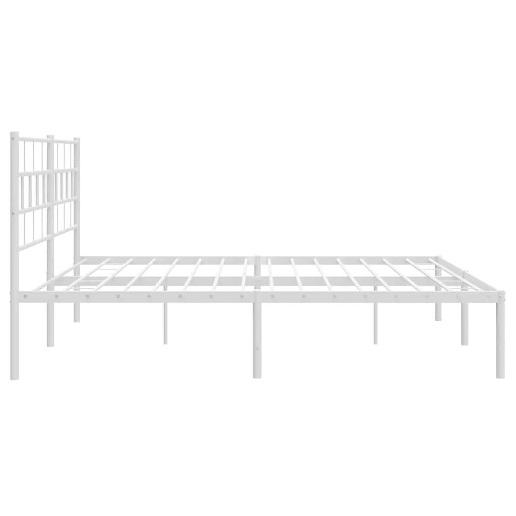 Metal Bed Frame without Mattress with Headboard White 193x203cm