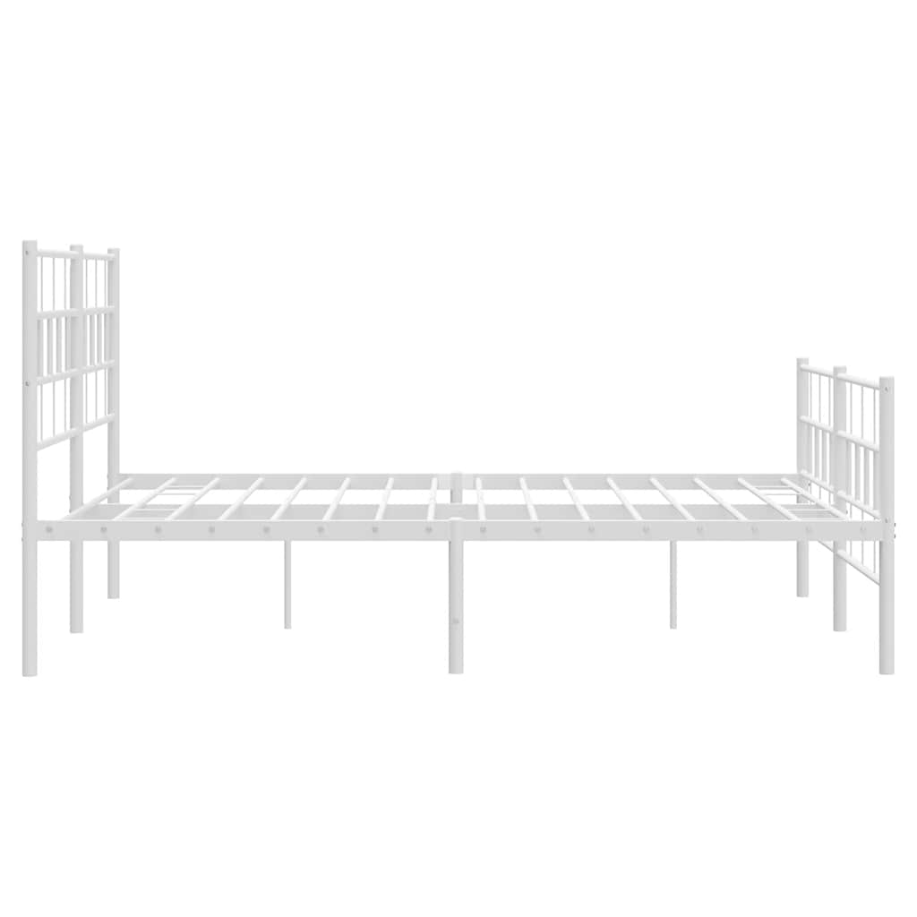 Metal Bed Frame without Mattress with Footboard White 135x190cm