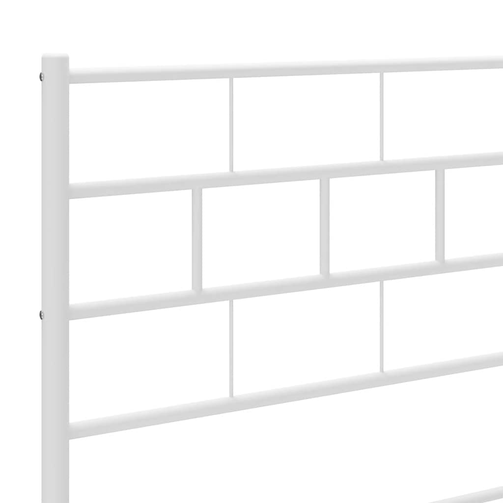 Metal Bed Frame without Mattress with Footboard White 135x190cm