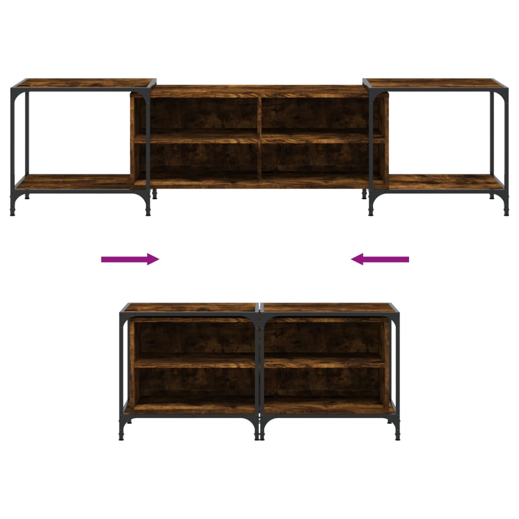 TV Cabinet Smoked Oak 203x37x50 cm Engineered Wood
