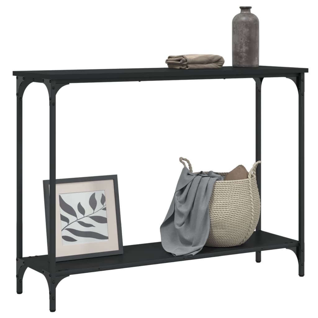 Sleek Black Console Table 101x30.5x75 cm in Engineered Wood
