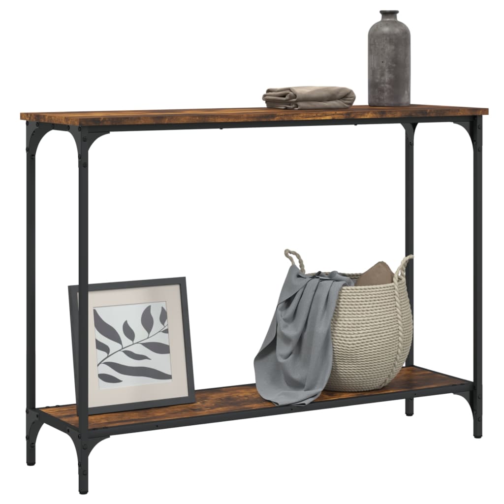 Smoked Oak Console Table - Engineered Wood, 101x30.5x75 cm