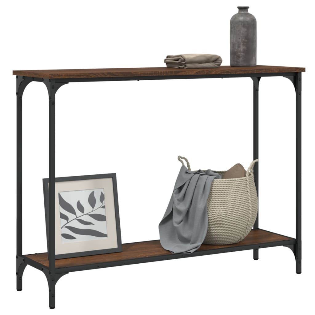 Brown Oak Console Table, Engineered Wood, 101x30.5x75 cm