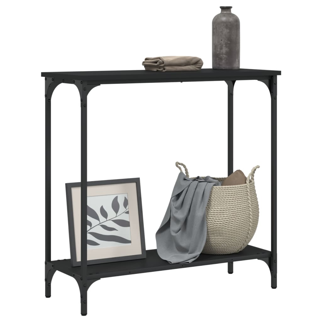 Sleek Black Console Table 75x30.5x75 cm, Engineered Wood Design