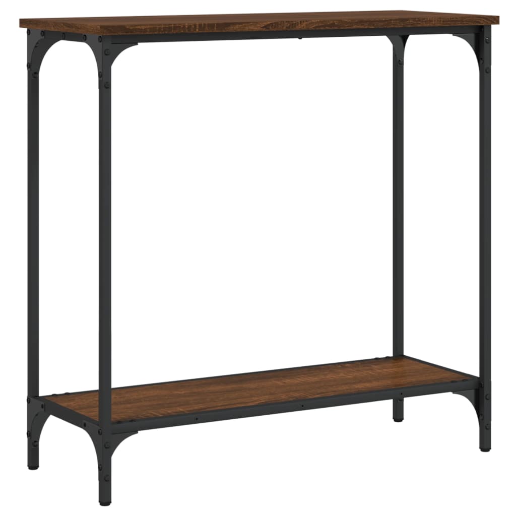 Brown Oak Console Table - 75x30.5x75 cm Engineered Wood