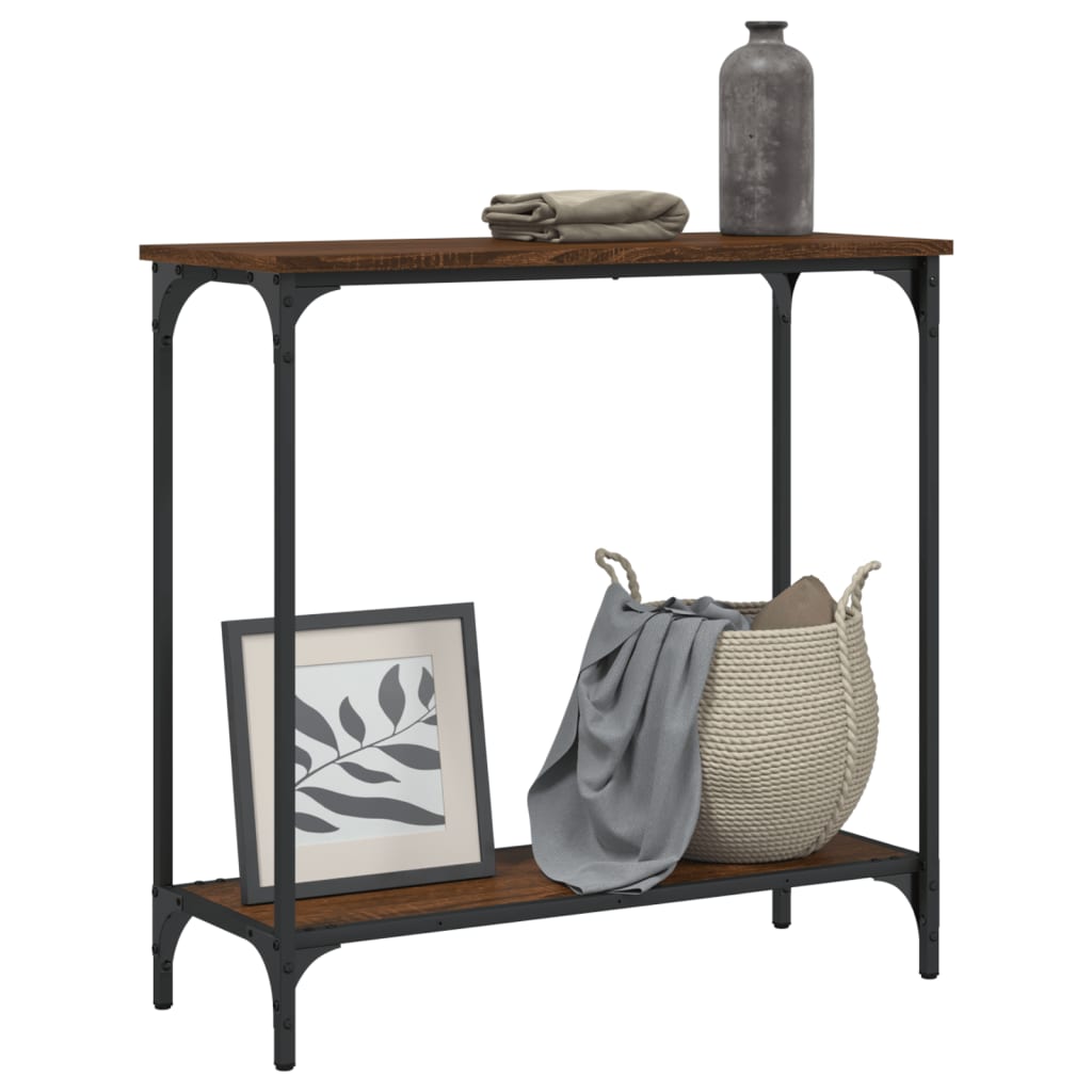 Brown Oak Console Table - 75x30.5x75 cm Engineered Wood