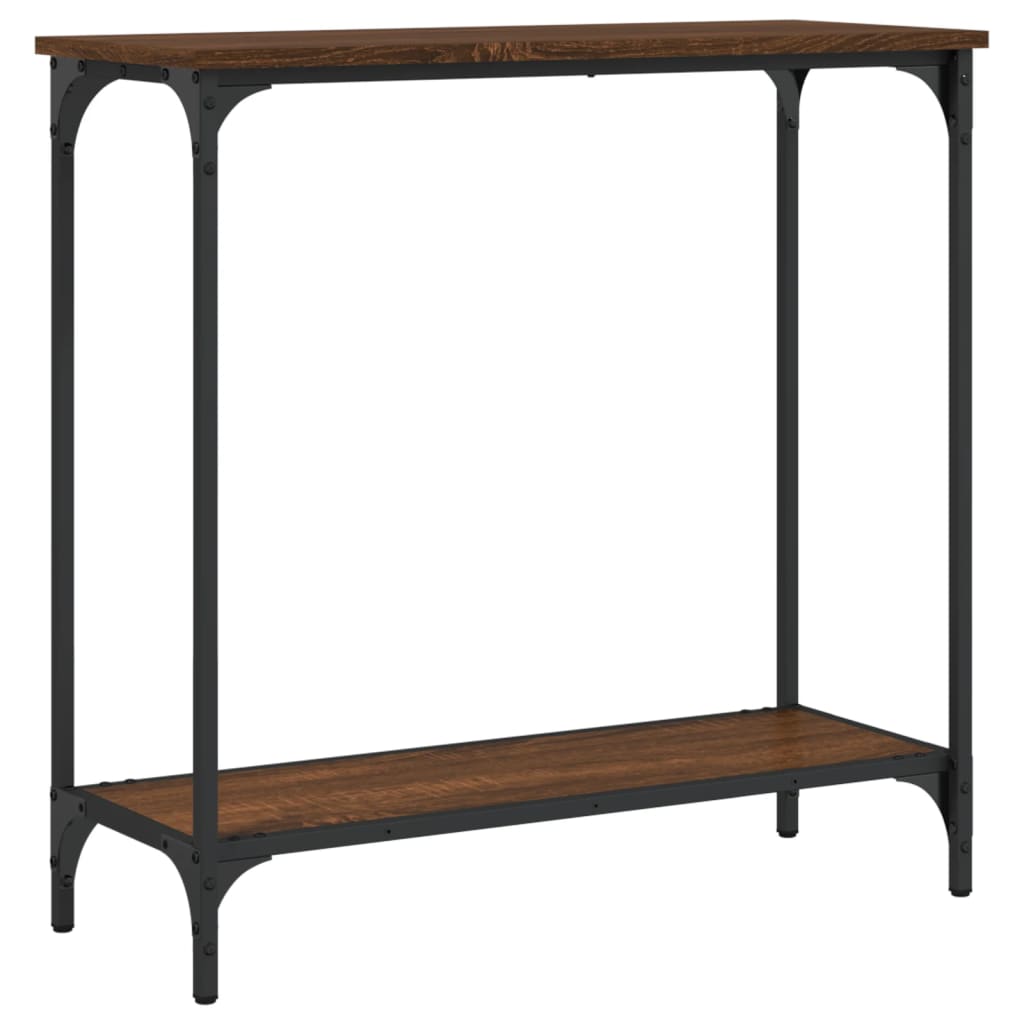 Brown Oak Console Table - 75x30.5x75 cm Engineered Wood