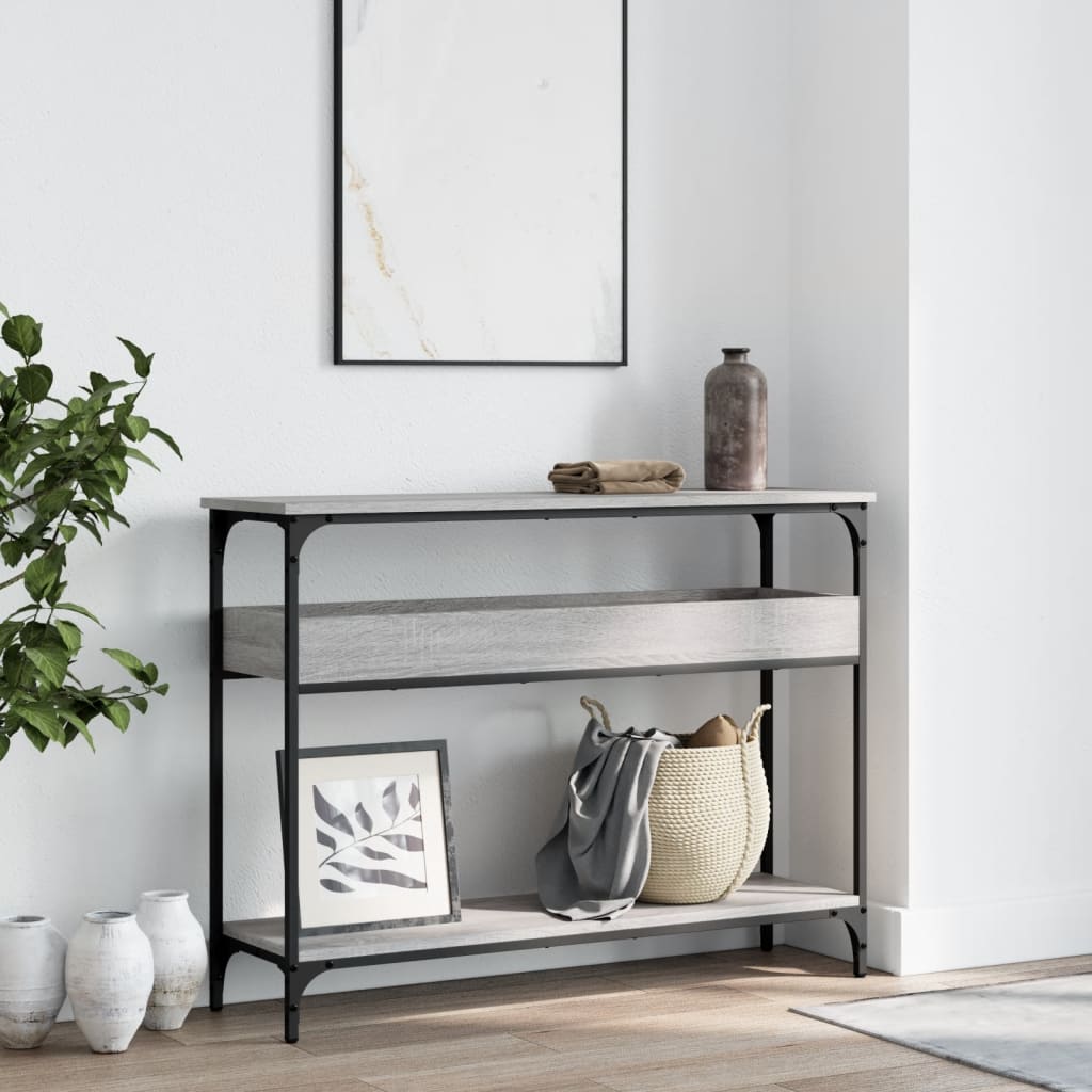 Grey Sonoma Console Table with Shelf - 100x29x75cm Engineered Wood