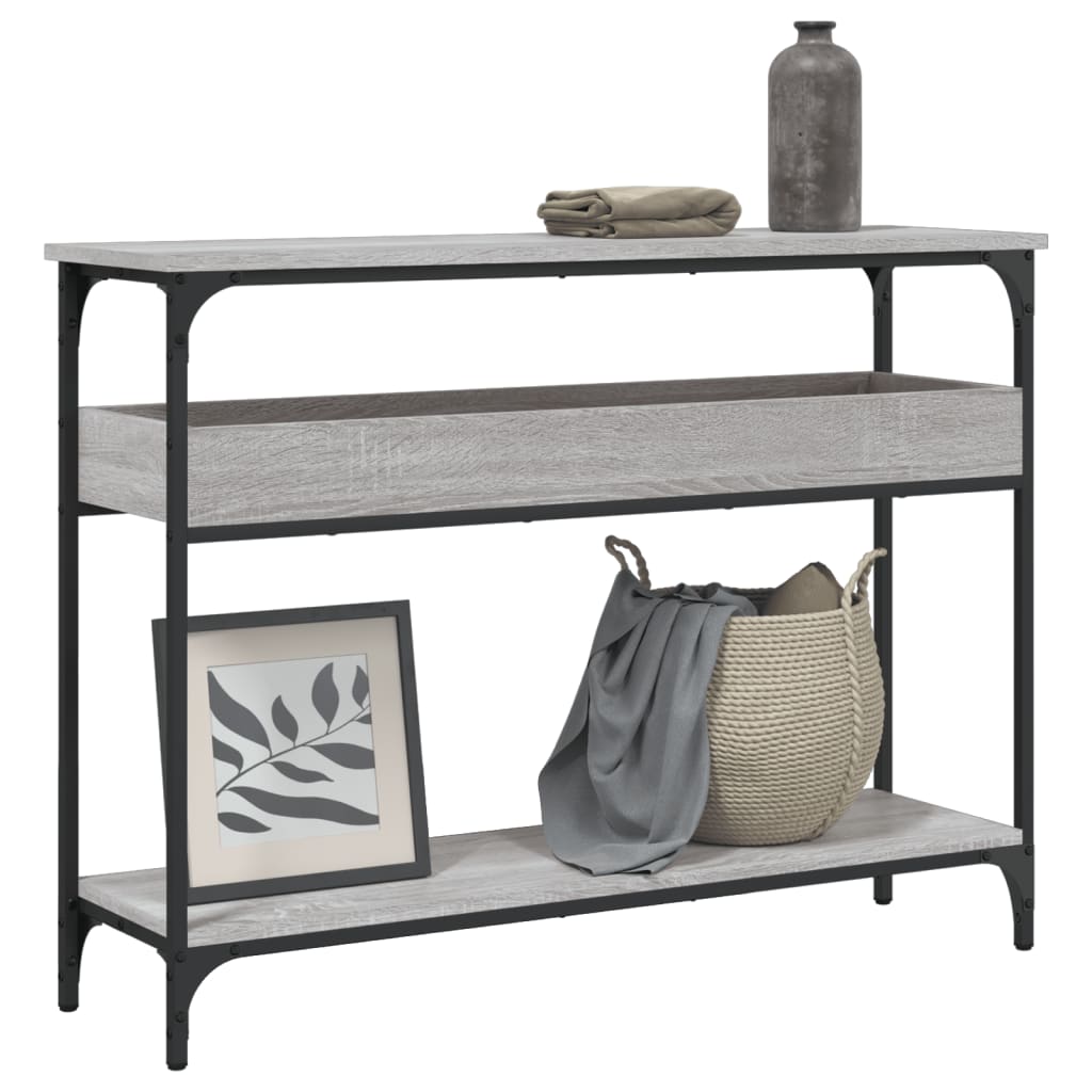 Grey Sonoma Console Table with Shelf - 100x29x75cm Engineered Wood