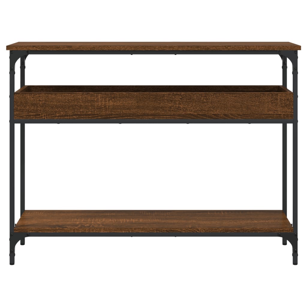 Brown Oak Console Table with Shelf - 100x29x75cm Engineered Wood