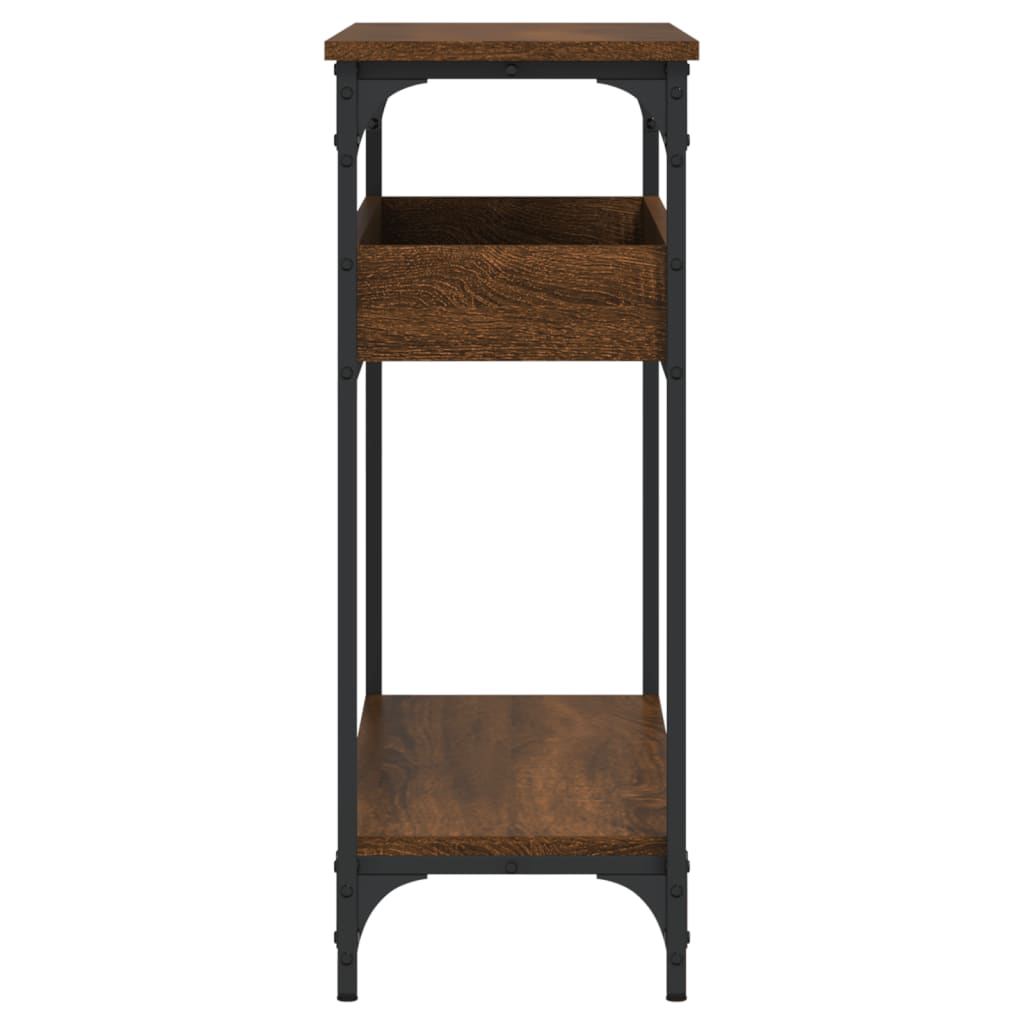Brown Oak Console Table with Shelf - 100x29x75cm Engineered Wood