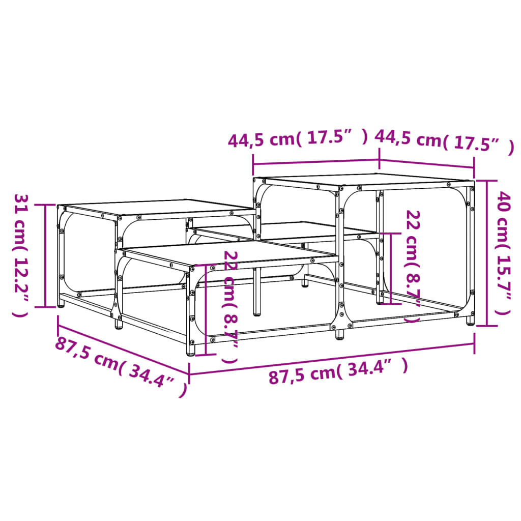 Coffee Table Brown Oak 87.5x87.5x40 cm Engineered Wood