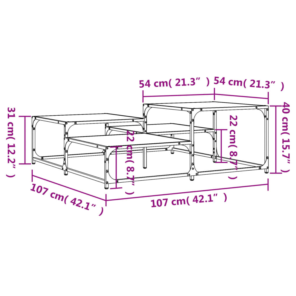 Coffee Table Grey Sonoma 107x107x40 cm Engineered Wood