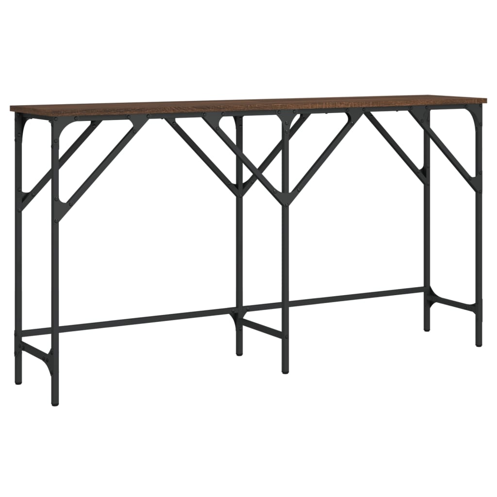 Brown Oak Console Table 140x29x75 cm - Engineered Wood Design