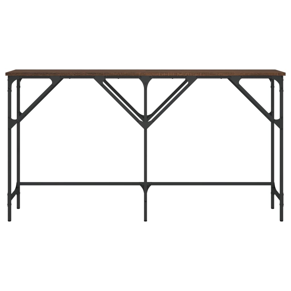 Brown Oak Console Table 140x29x75 cm - Engineered Wood Design