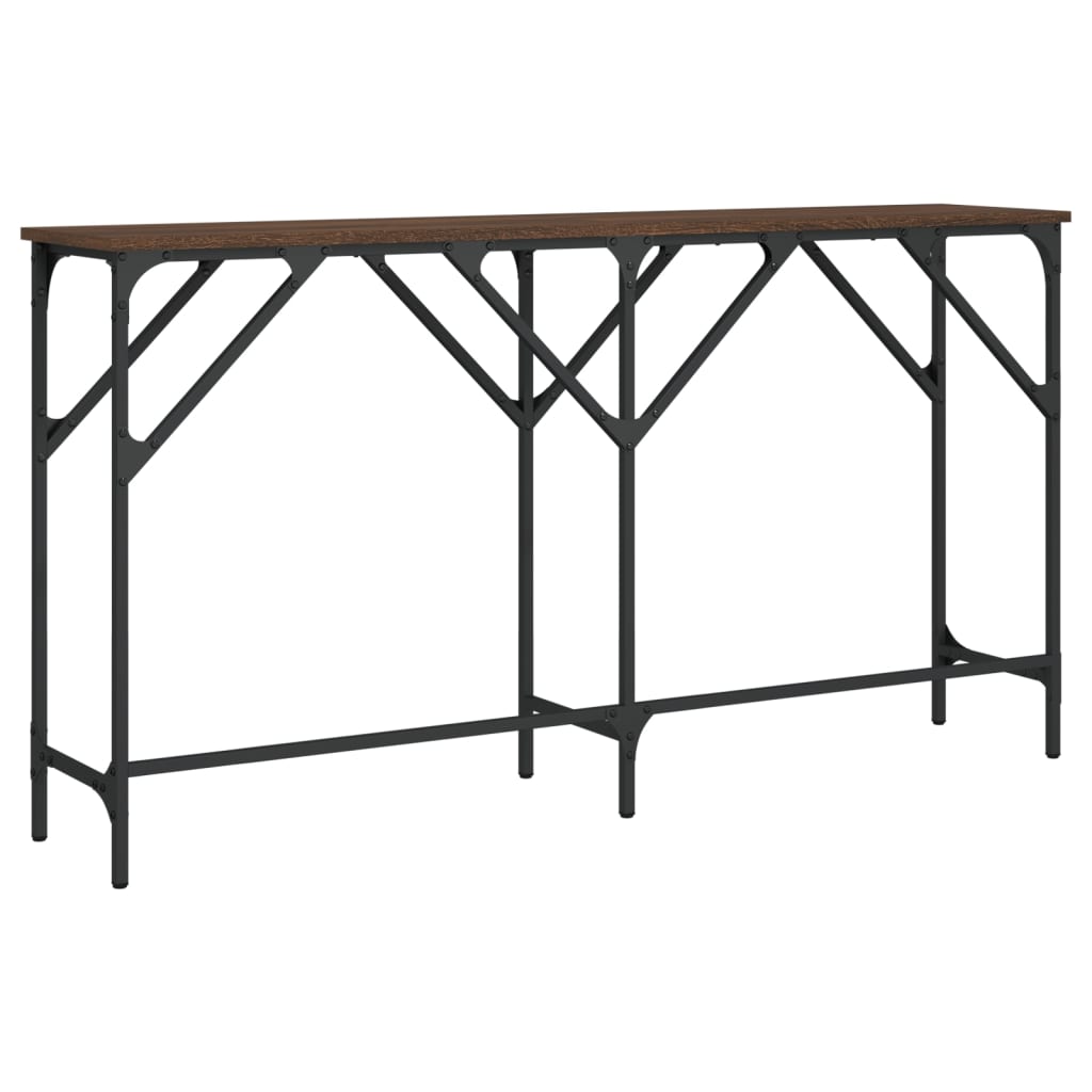 Brown Oak Console Table 140x29x75 cm - Engineered Wood Design
