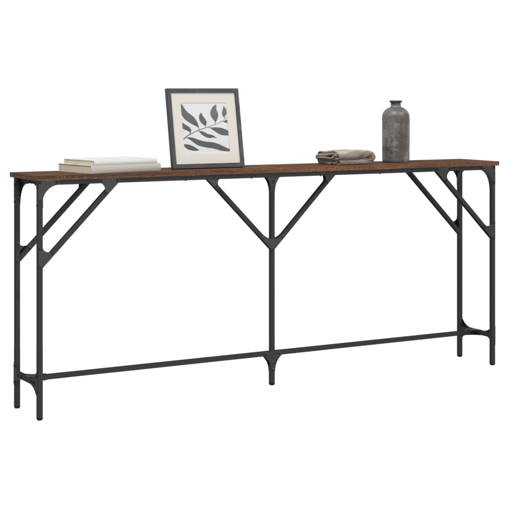 Brown Oak Console Table 180x23x75 cm | Engineered Wood