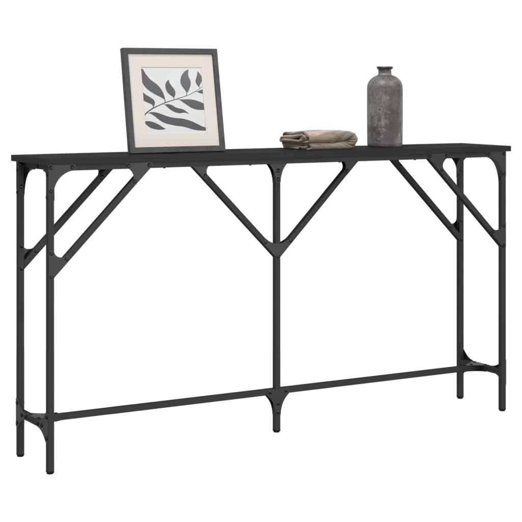 Sleek Black Console Table 140x23x75 cm - Engineered Wood Design