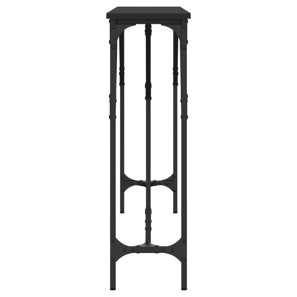 Sleek Black Console Table 140x23x75 cm - Engineered Wood Design