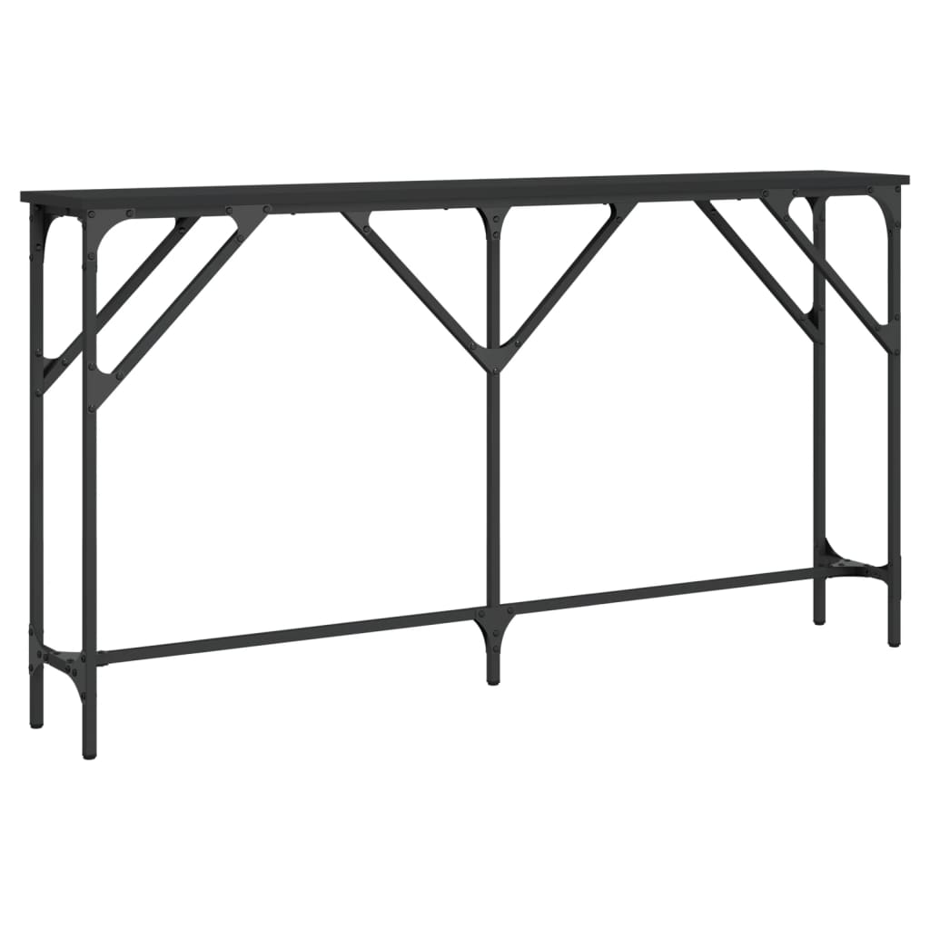 Sleek Black Console Table 140x23x75 cm - Engineered Wood Design