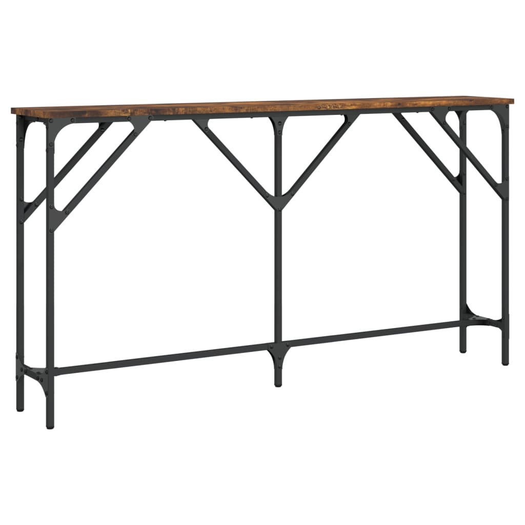 Smoked Oak Console Table 140cm - Engineered Wood Elegance