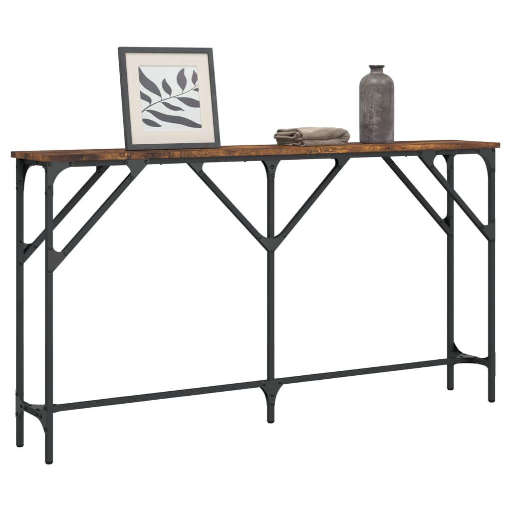 Smoked Oak Console Table 140cm - Engineered Wood Elegance