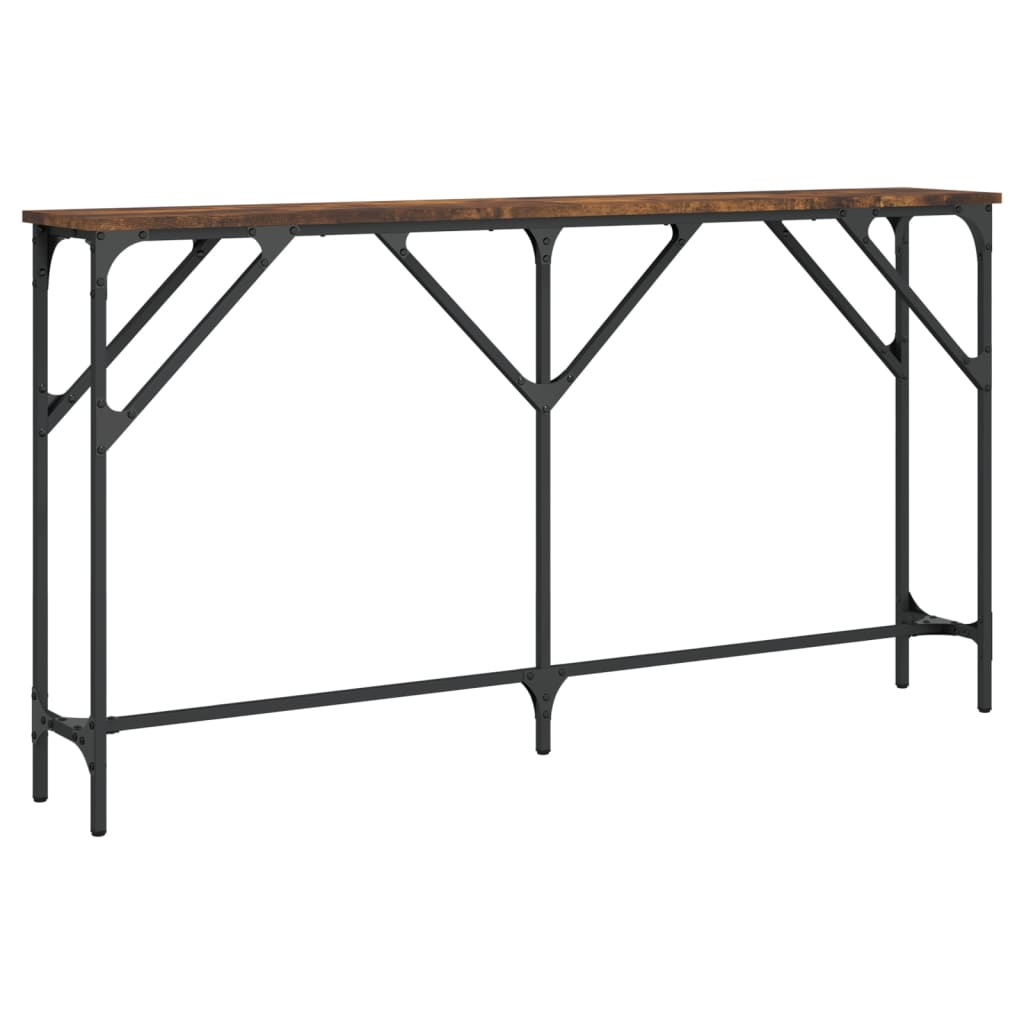 Smoked Oak Console Table 140cm - Engineered Wood Elegance