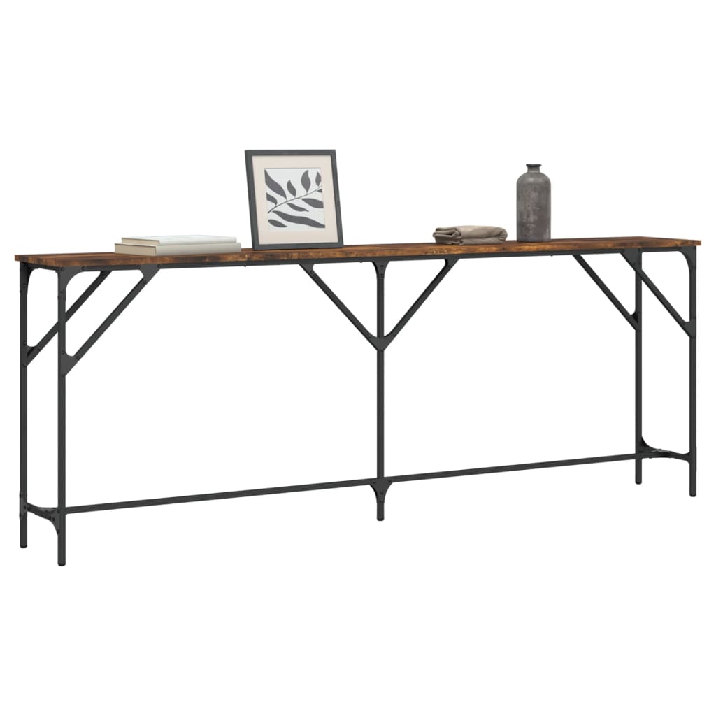 Smoked Oak Console Table | 200x29x75 cm | Engineered Wood