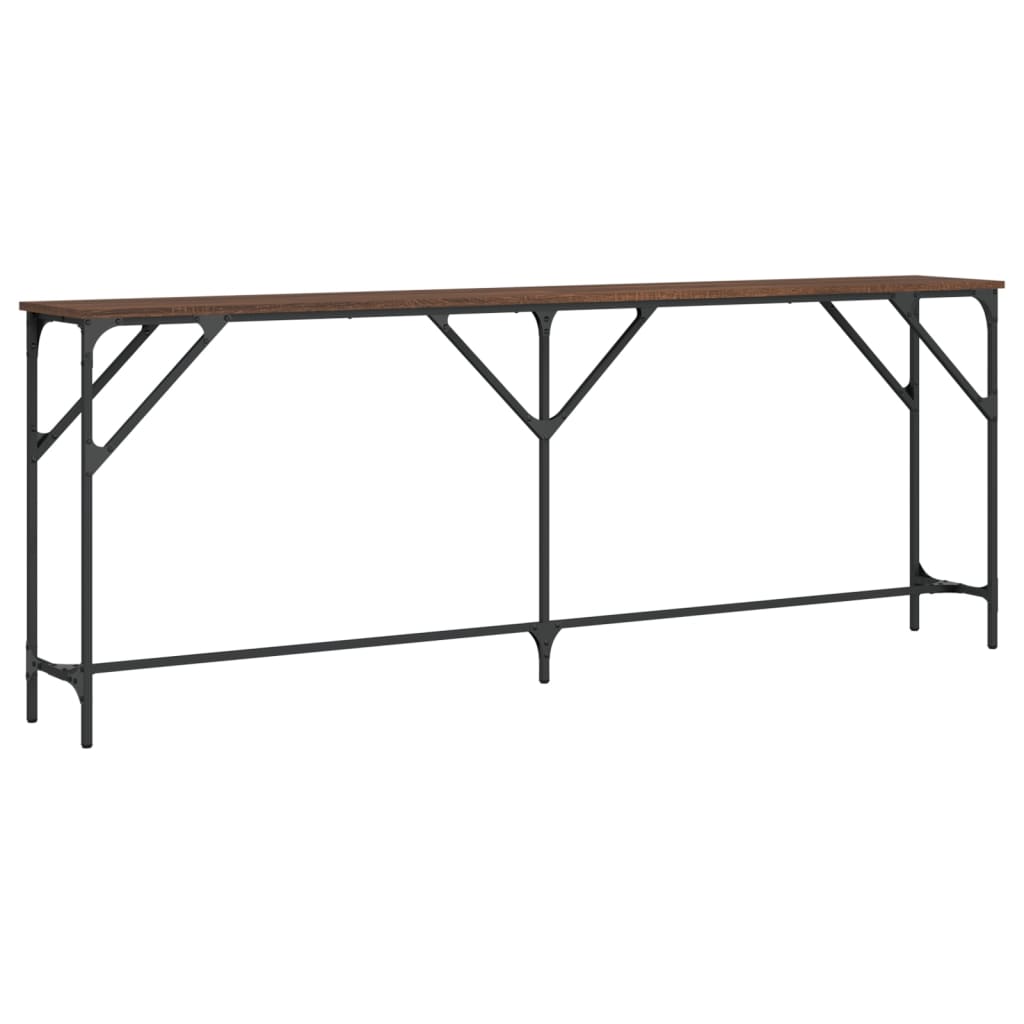 Brown Oak Console Table - 200x29x75 cm, Engineered Wood